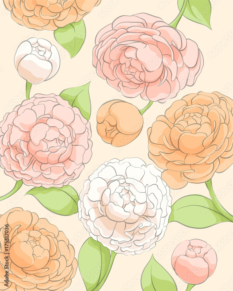 Delicate peonies on a light background Delicate peonies on a light background