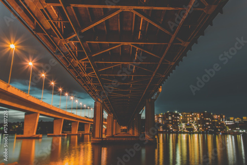 Under Bridge with city
