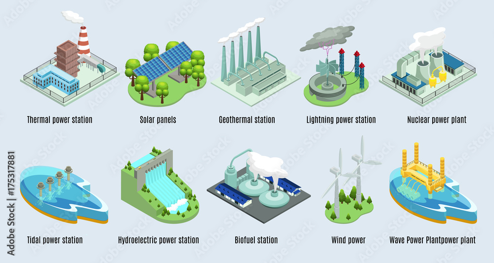 Isometric Environmental Eco Plants Set