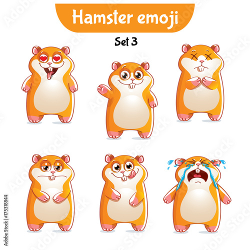 Vector set of cute hamster characters. Set 3