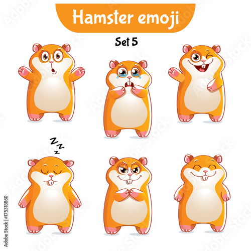 Vector set of cute hamster characters. Set 5