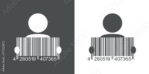 Icono plano codigo de barras manos hombre gris y blanco