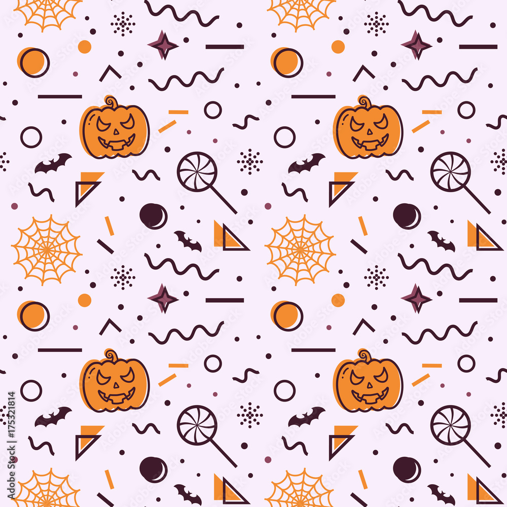 Obraz premium Halloween seamless background. Memphis pattern.