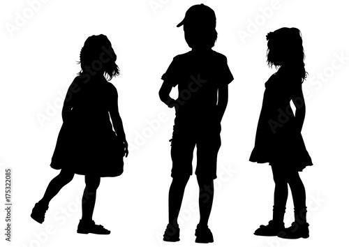 Little girl and boy on a white background