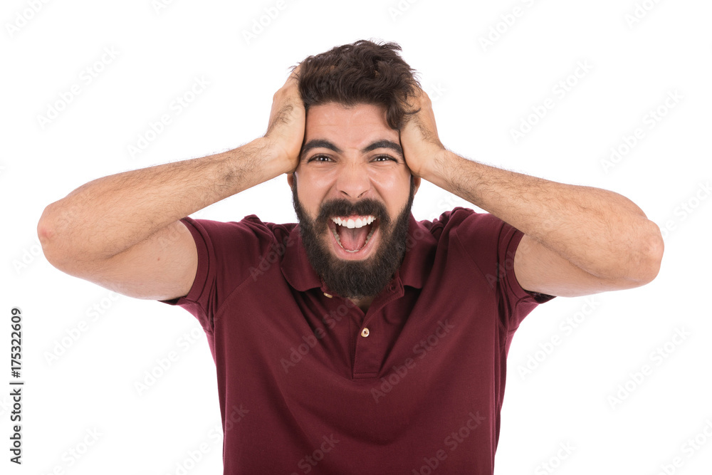 Beard man shouting Beard man shouting