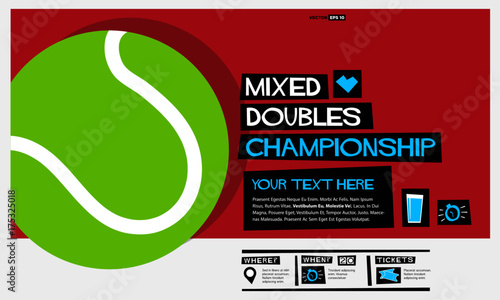 Mixed Doubles Championship (Flat Style Vector Illustration Sports Poster Design) Event Invitation with Venue and Time Details