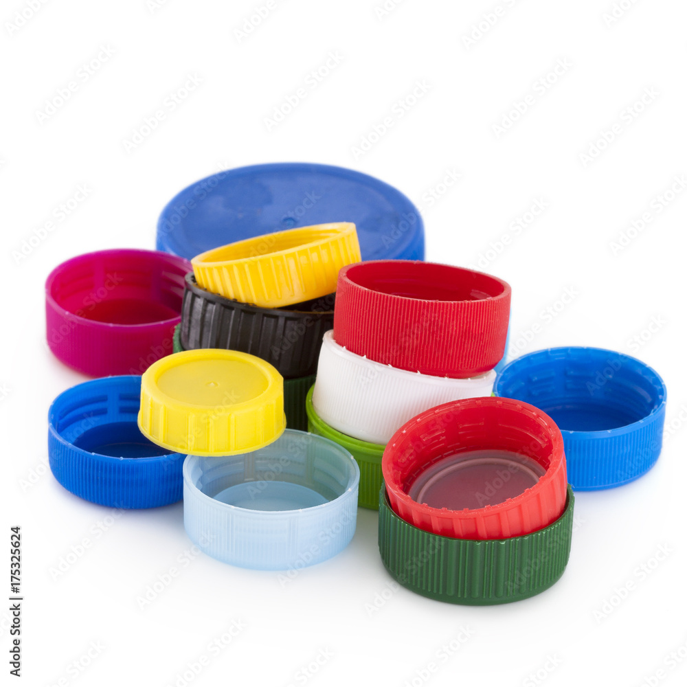 Plastic bottle caps isolated