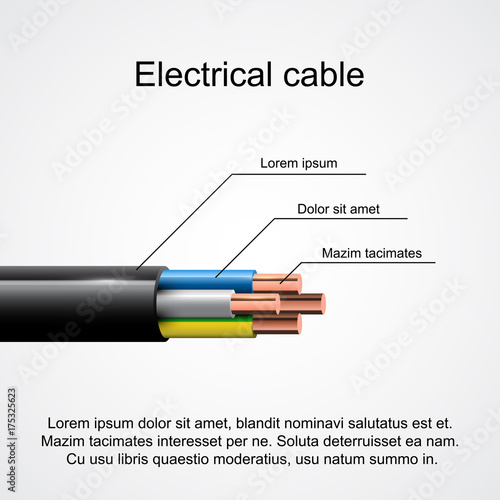 Electrical cable, schematic representation, vector illustration