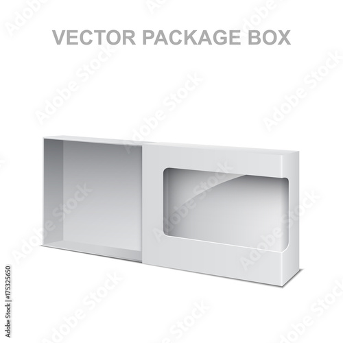 White Vector Product Package With Window and retractable box, isolated on white