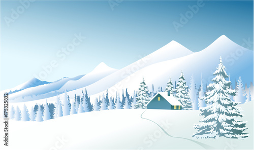 Fototapeta Winter country landscape
