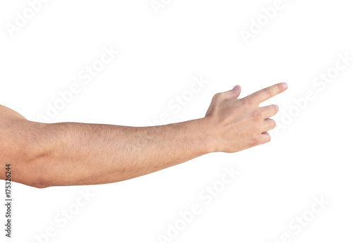 Empty man hand sign on white background