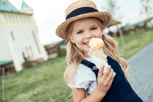 smiling child with ice cream