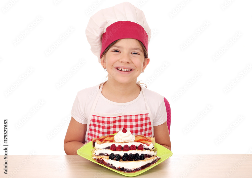 happy little girl cook with crepes happy little girl cook with crepes