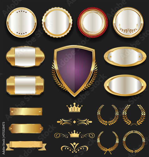 Luxury gold and silver labels retro vintage collection