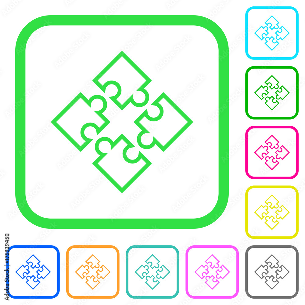 Puzzle pieces vivid colored flat icons icons