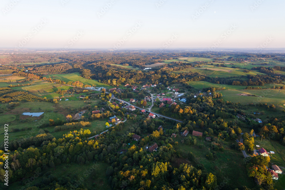Fototapeta premium Evening countryside, top view