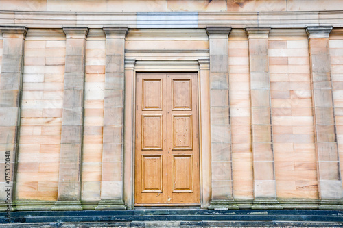 Wooden door from the front of the national gallery in Edinburgh