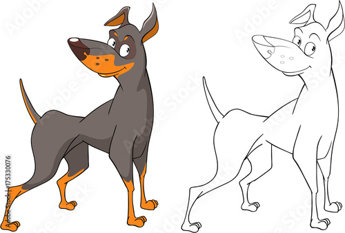 Illustration of a Cute Hunting Dog. Cartoon Character