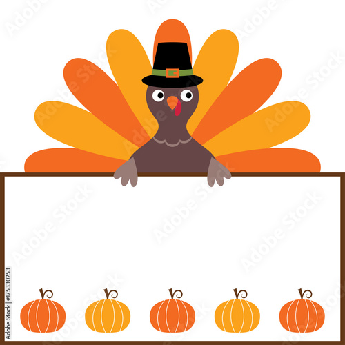 Thanksgiving card with a turkey and a blank space