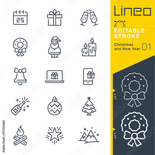 Lineo Editable Stroke - Christmas and New Year line icons
Vector Icons - Adjust stroke weight - Expand to any size - Change to any colour