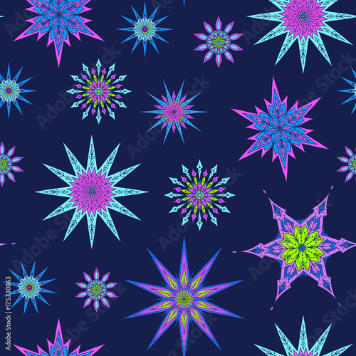 Seamless pattern, background with decorative stars. 