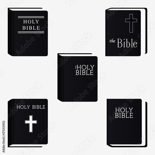 Holly Bible. Book Pictogram. Set Vector Icons Isolated