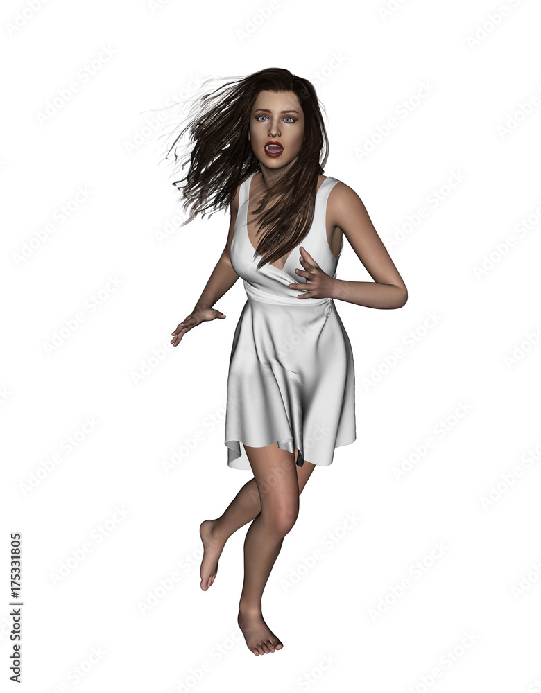 3d illustration of Scared woman running away,Concept and ideas background for book cover or horror movie poster 3d illustration of Scared woman running away,Concept and ideas background for book cover or horror movie poster