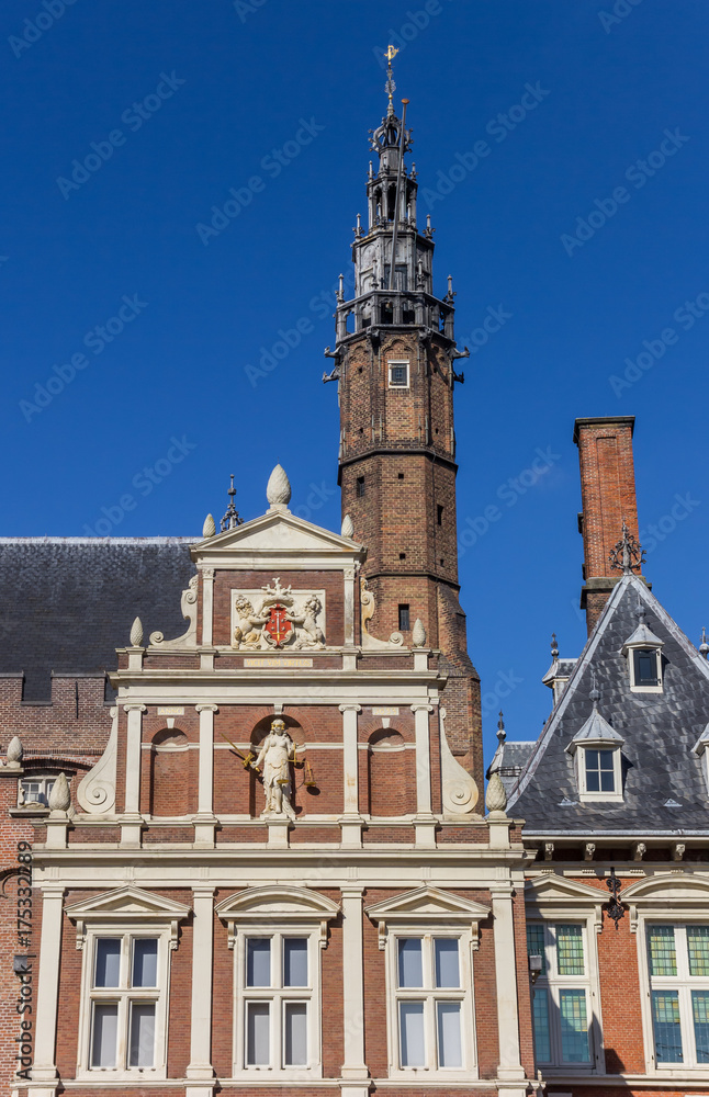 Facade of the historic town hall of Haarlem