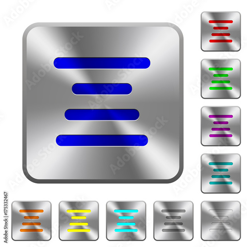 Text align center rounded square steel buttons