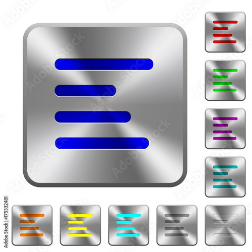 Text align left rounded square steel buttons