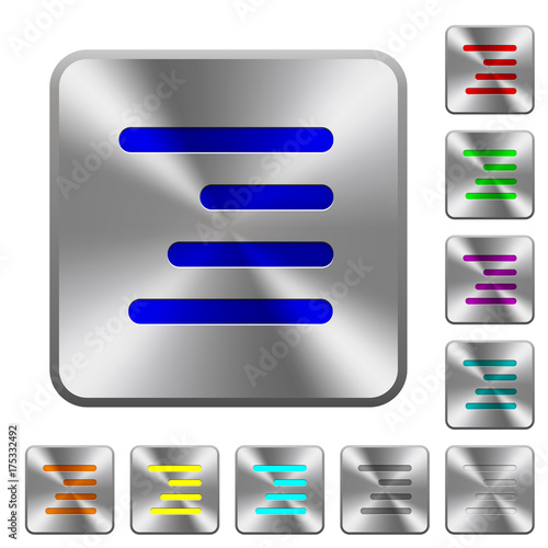 Text align right rounded square steel buttons
