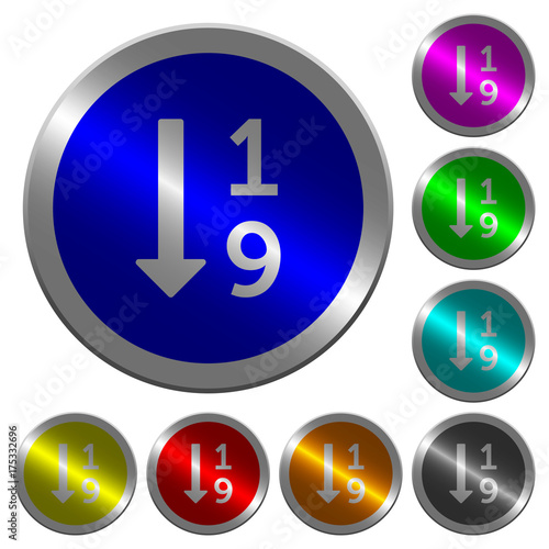 Ascending numbered list luminous coin-like round color buttons