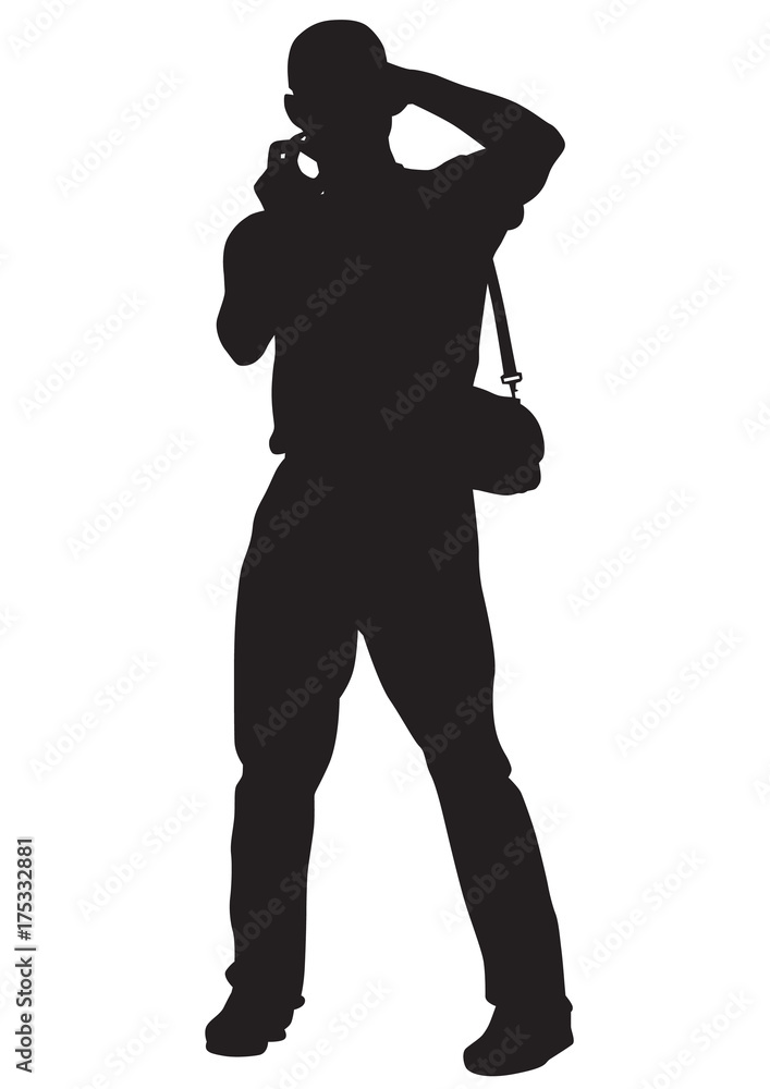 Man with a camera on a white background Man with a camera on a white background