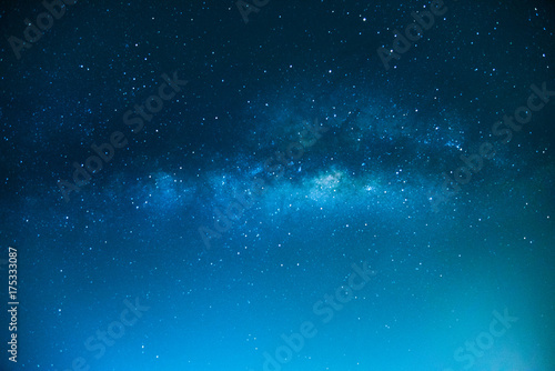 The Milky Way ,Long exposure photograph , Blue tone