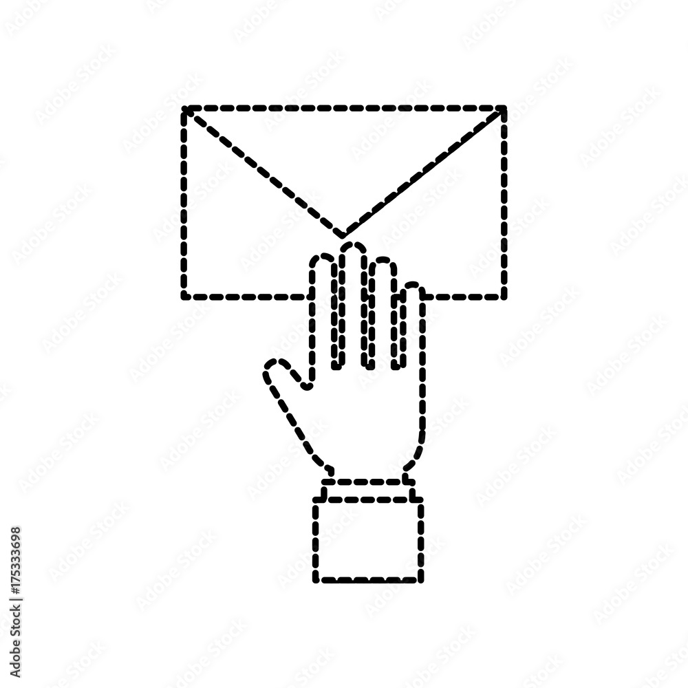 hand with email envelope message letter web symbol vector illustration hand with email envelope message letter web symbol vector illustration