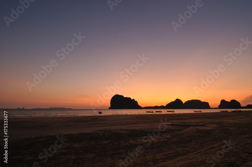 the orange sunset at the beach