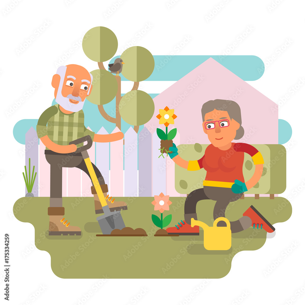 Fototapeta premium 50 plus - couple gardening together