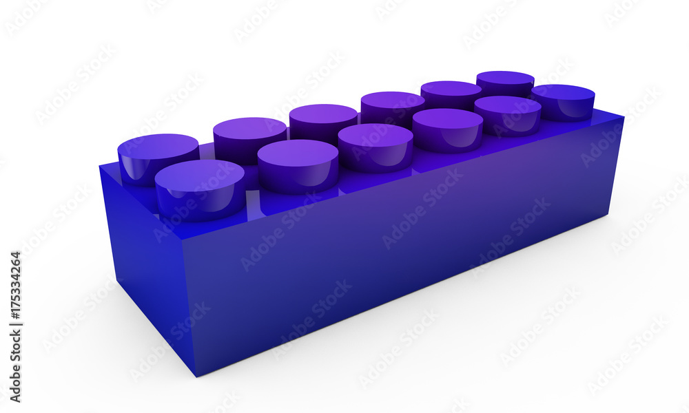 Colored toy bricks on white background 3d render