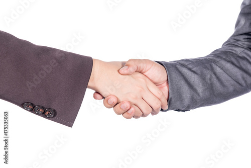 business woman and man shaking hands to accept business agreement © kwanchaift