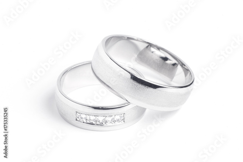 White gold matted wedding rings