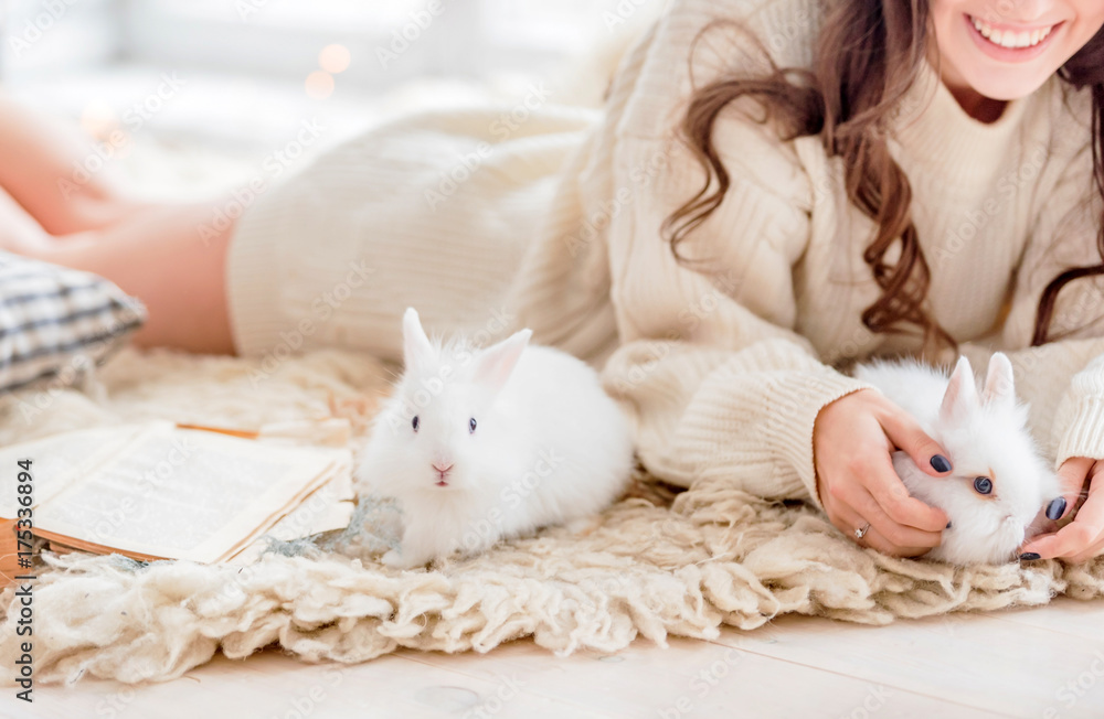 women with rabbit women with rabbit