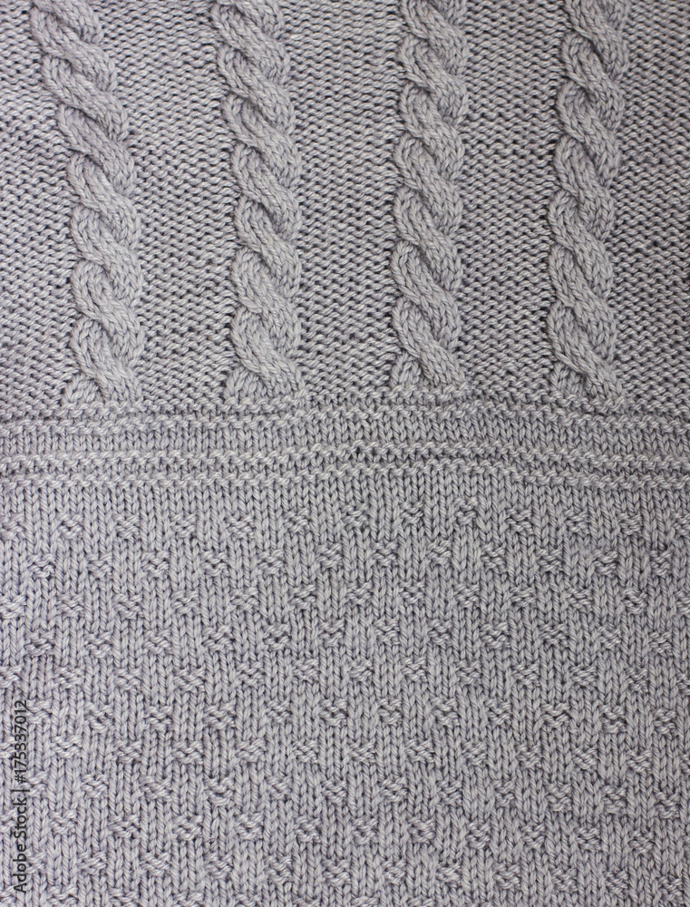 Grey knitted wool background