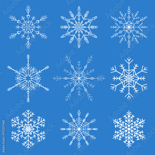 Winter snowflake silhouettes