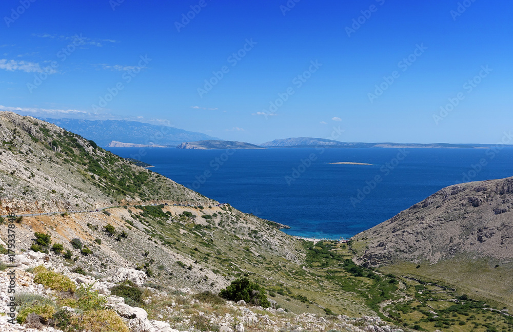 Panoamic viewpoint to adriatic sea on way to Stara Baska - Krk - Croatia