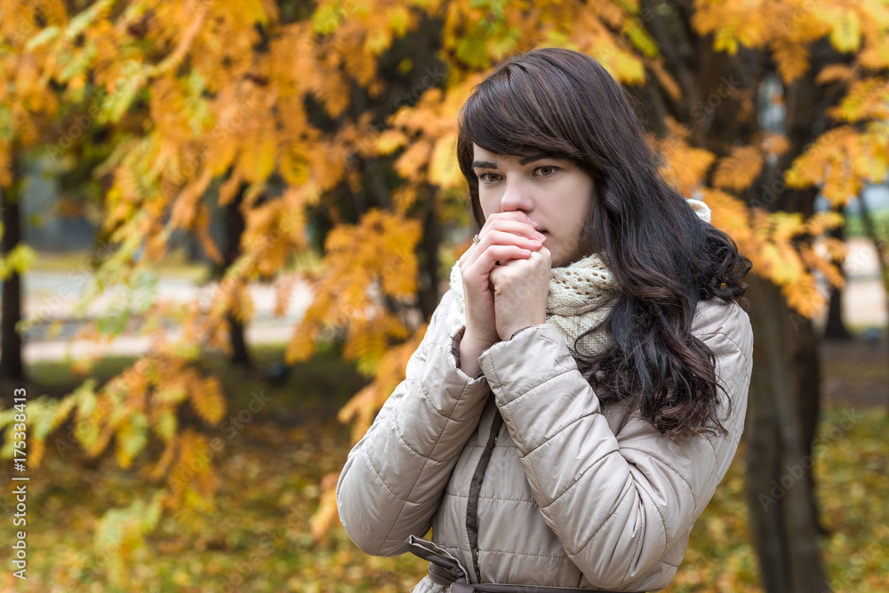Girl against the background of autumn foliage Girl against the background of autumn foliage