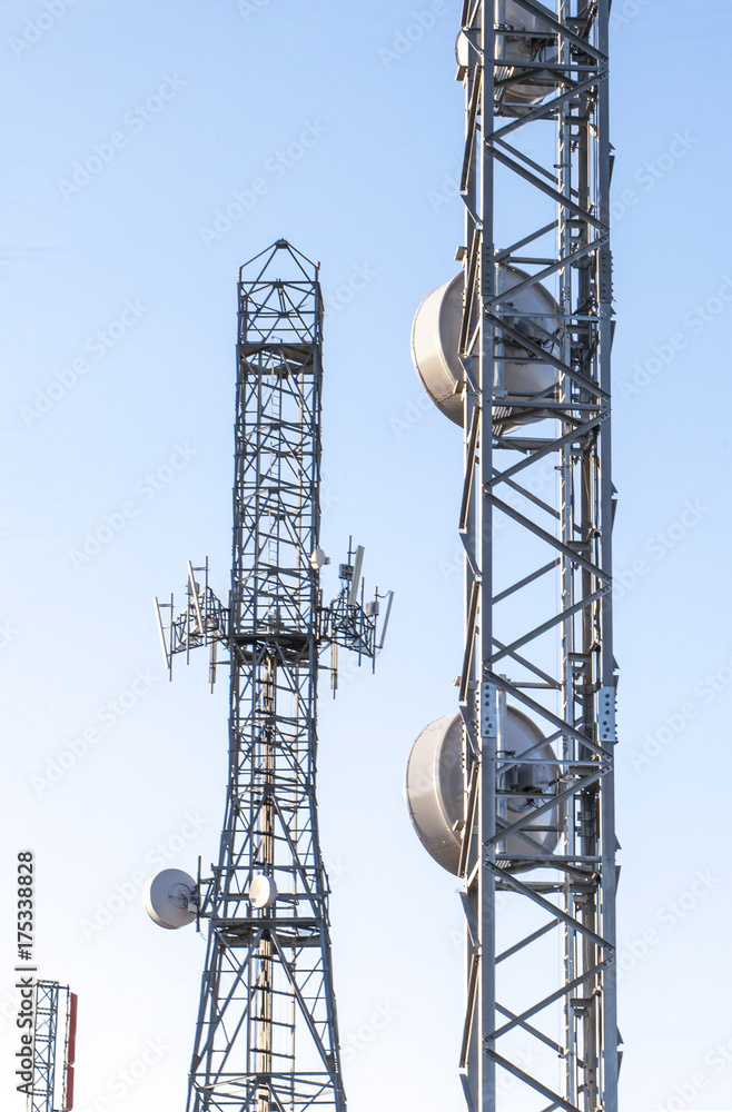 Broadcast relay station antennas at rising Broadcast relay station antennas at rising