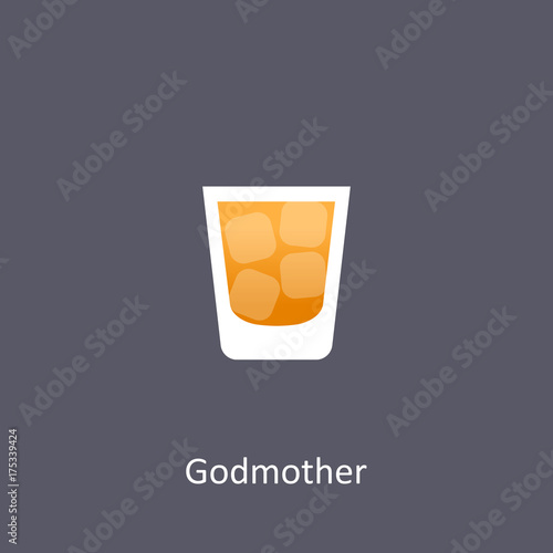 Godmother cocktail icon on dark background in flat style