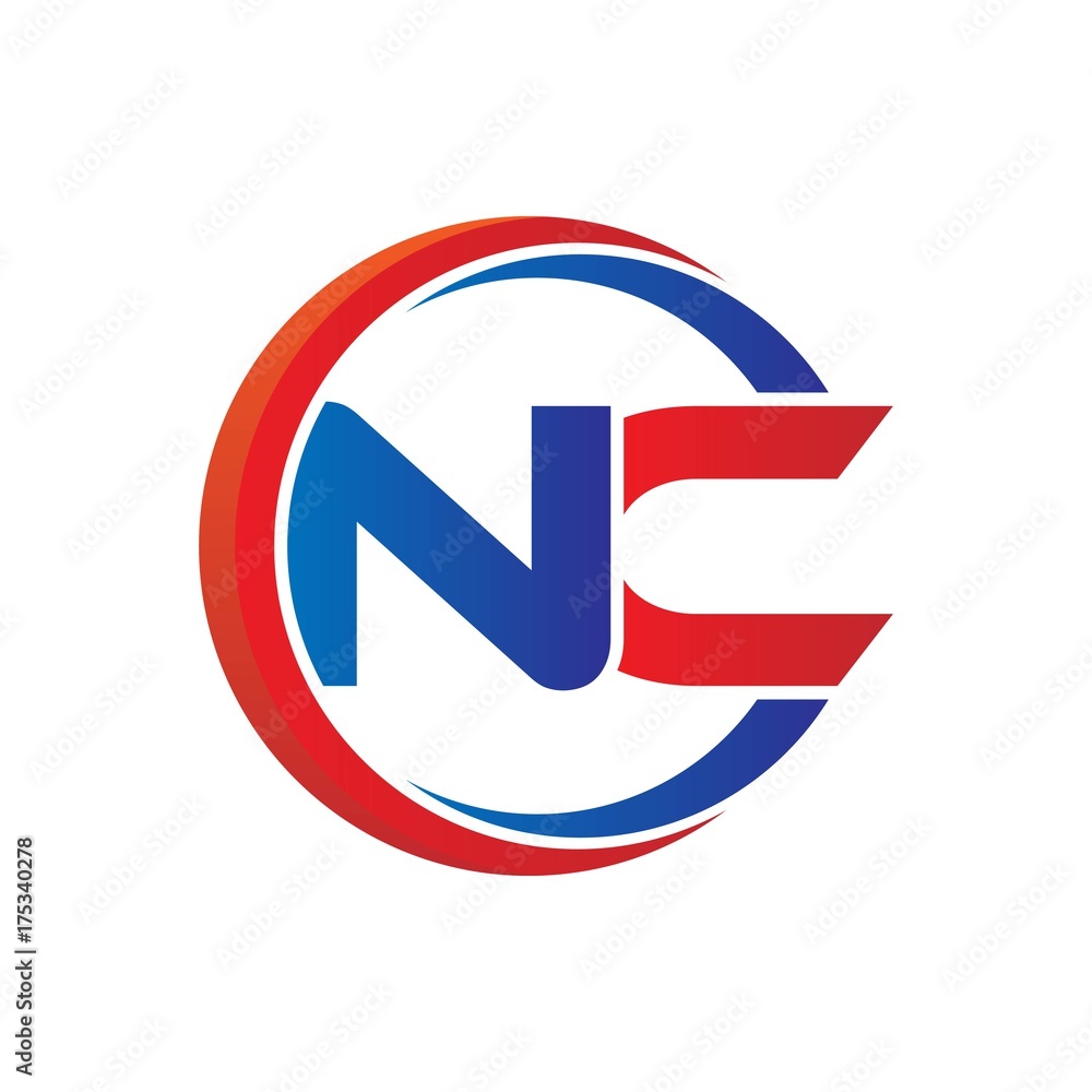 nc logo vector modern initial swoosh circle blue and red