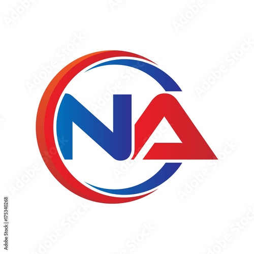 na logo vector modern initial swoosh circle blue and red