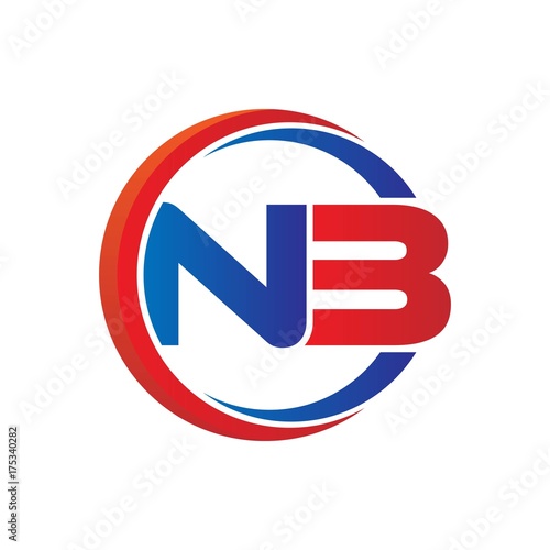 nb logo vector modern initial swoosh circle blue and red